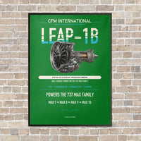 Thumbnail for CFM LEAP-1B vertical canvas print - framed - green background