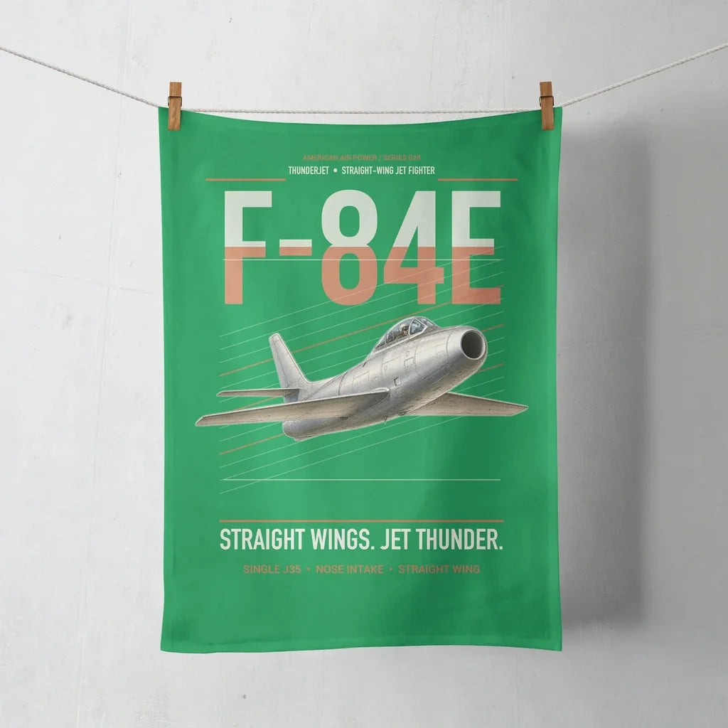 F-84E Thunderjet design on green towel