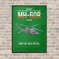Thumbnail for Sikorsky MH-60R Seahawk vertical canvas print - framed - green background