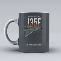 Thumbnail for Saab J 35F Draken design on gray ceramic mug, double-side print