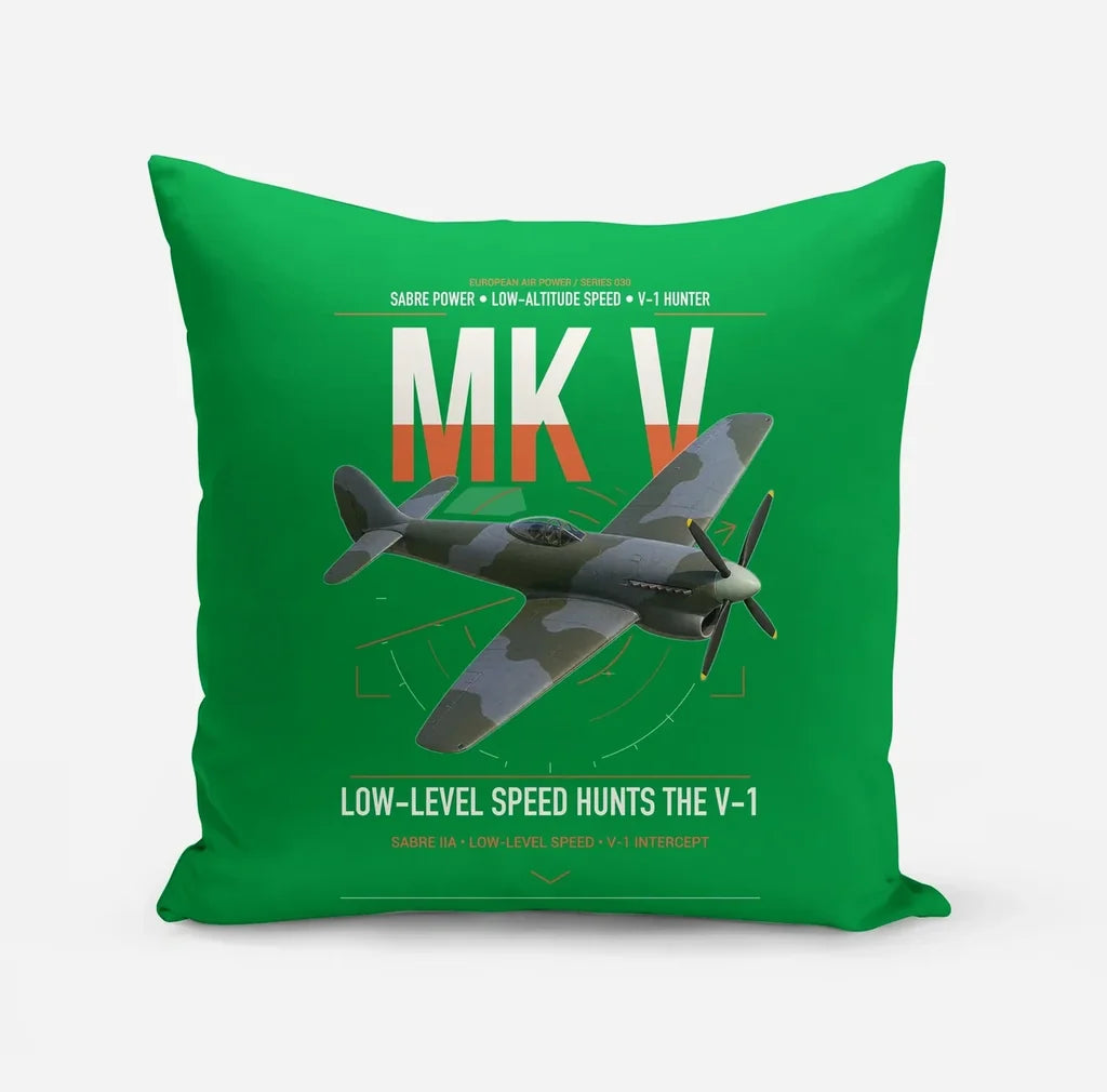 Hawker Tempest Mk V design on green pillow