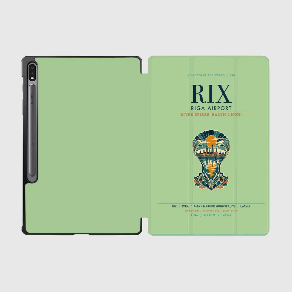 Riga Airport (RIX) design on light green samsung tablet tablet case