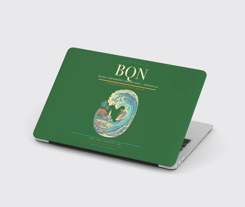 Rafael Hernández Airport (BQN) design on green MacBook case