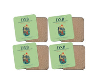 Thumbnail for Dubai International Airport (DXB) design on light green 4 pieces set coaster