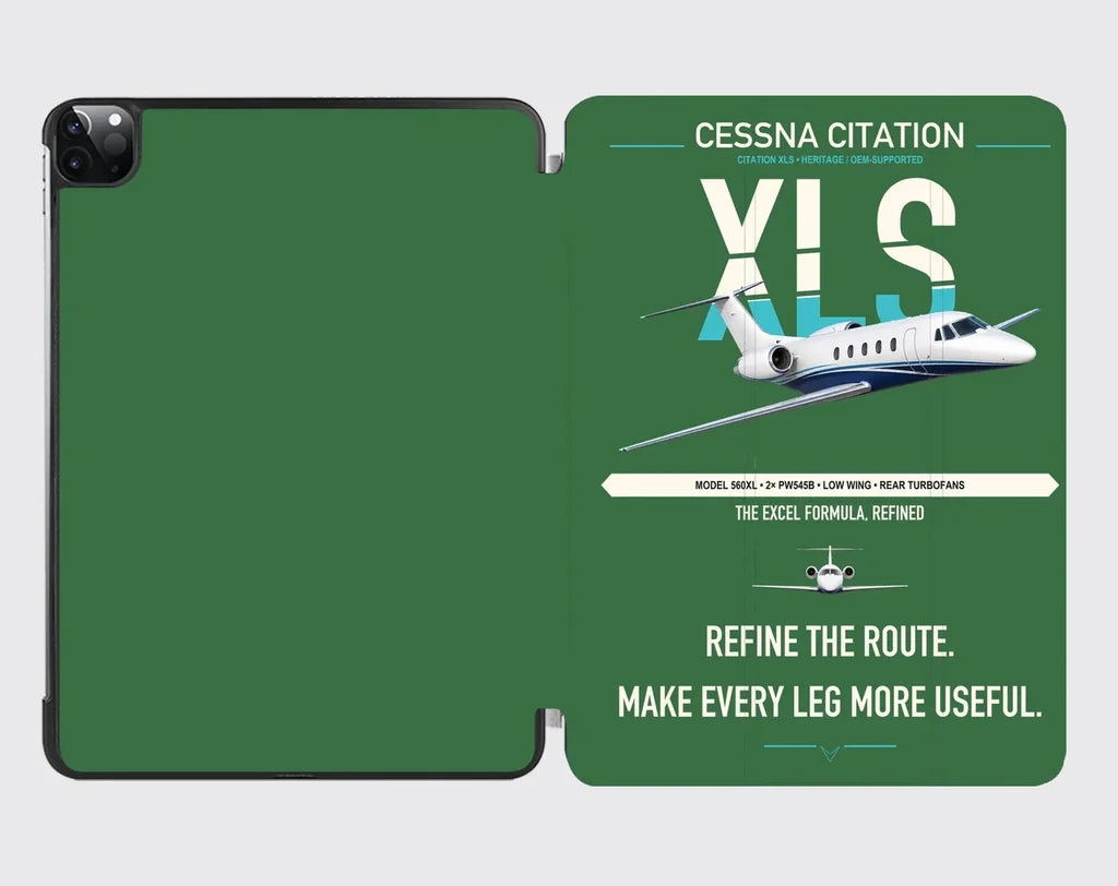 Cessna Citation XLS design on green ipad tablet case