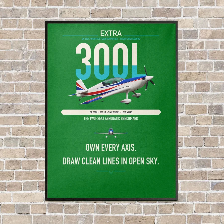 Extra 300L vertical canvas print - framed - green background