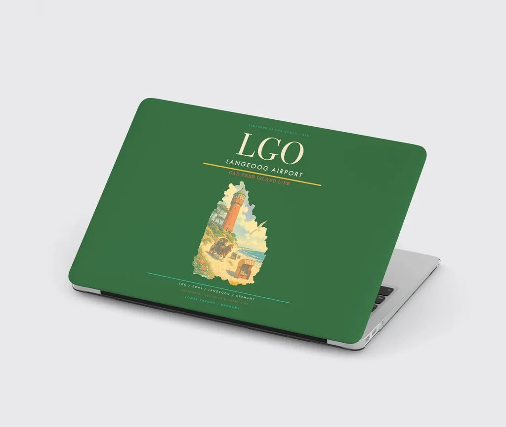 Langeoog Airport (LGO) design on green MacBook case