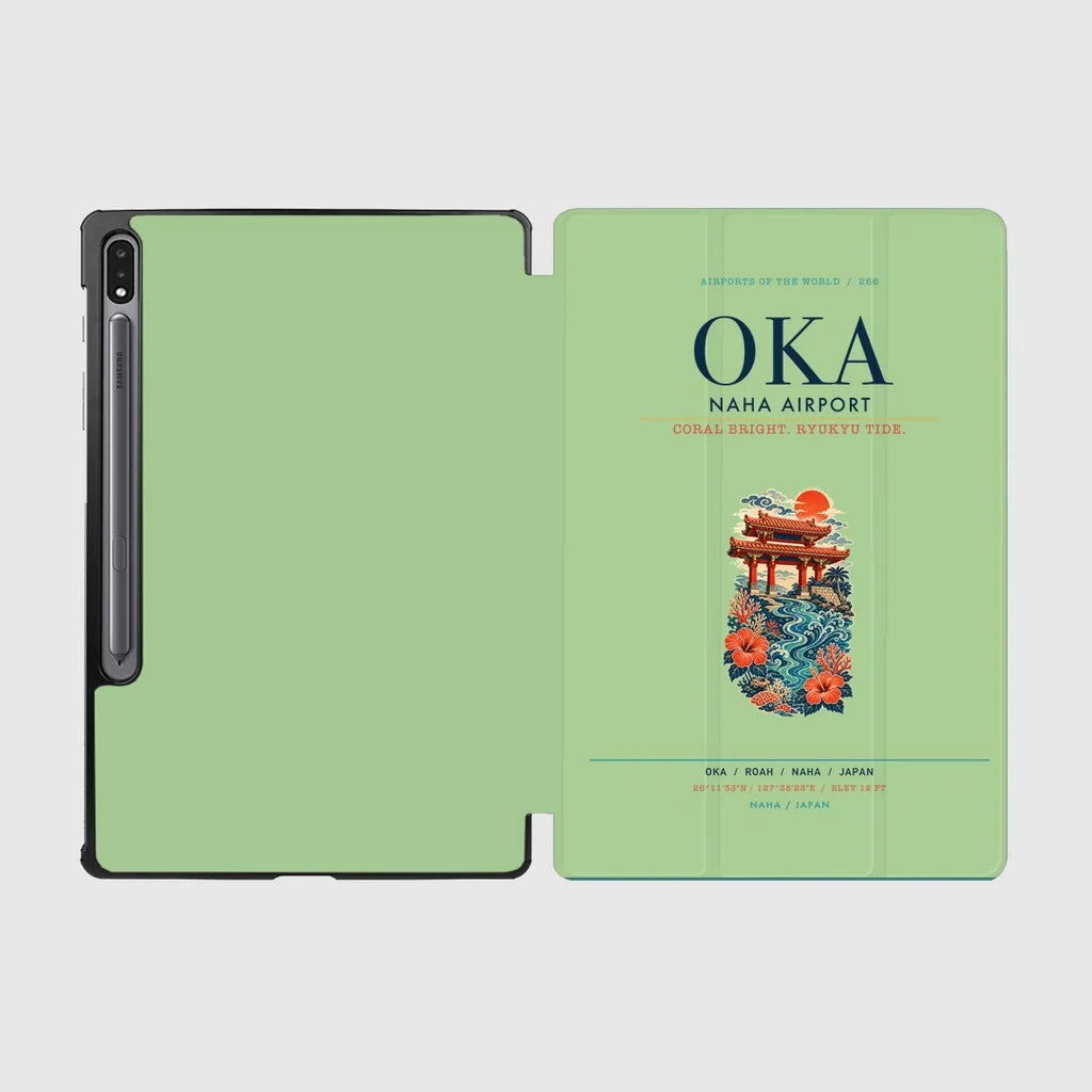 Naha Airport (OKA) design on light green samsung tablet tablet case