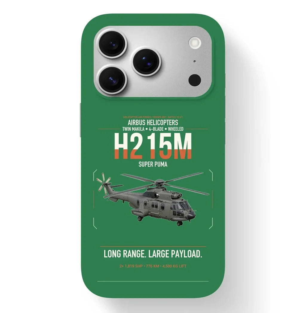 Airbus H215M design on green magsafe iphone case, for iPhone 17 Pro