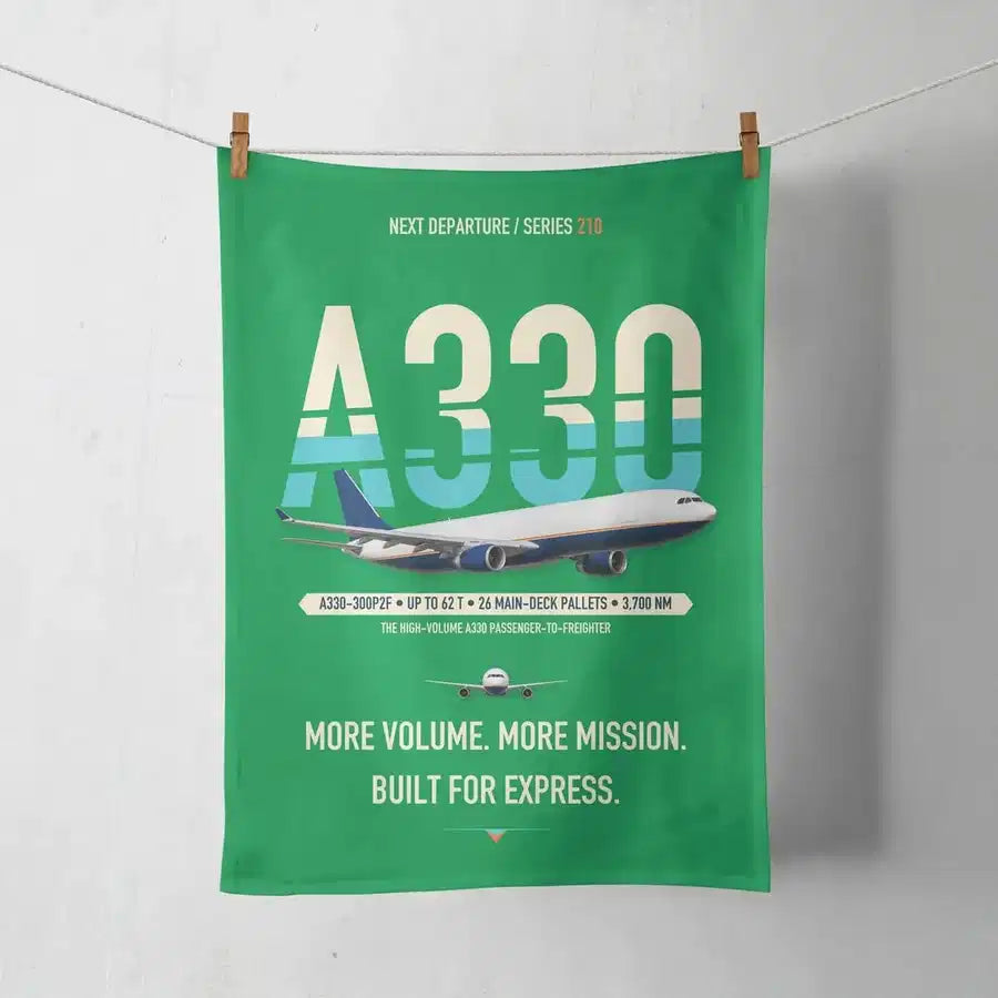Airbus A330-300P2F design on green towel