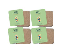 Thumbnail for Split Airport (SPU) design on light green 4 pieces set coaster