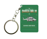 Thumbnail for HAL ALH Dhruv Mk III design on green designed key chain, double-side print