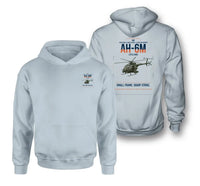 Thumbnail for MD AH-6M Little Bird design on light blue double-side hoodie, double-side print