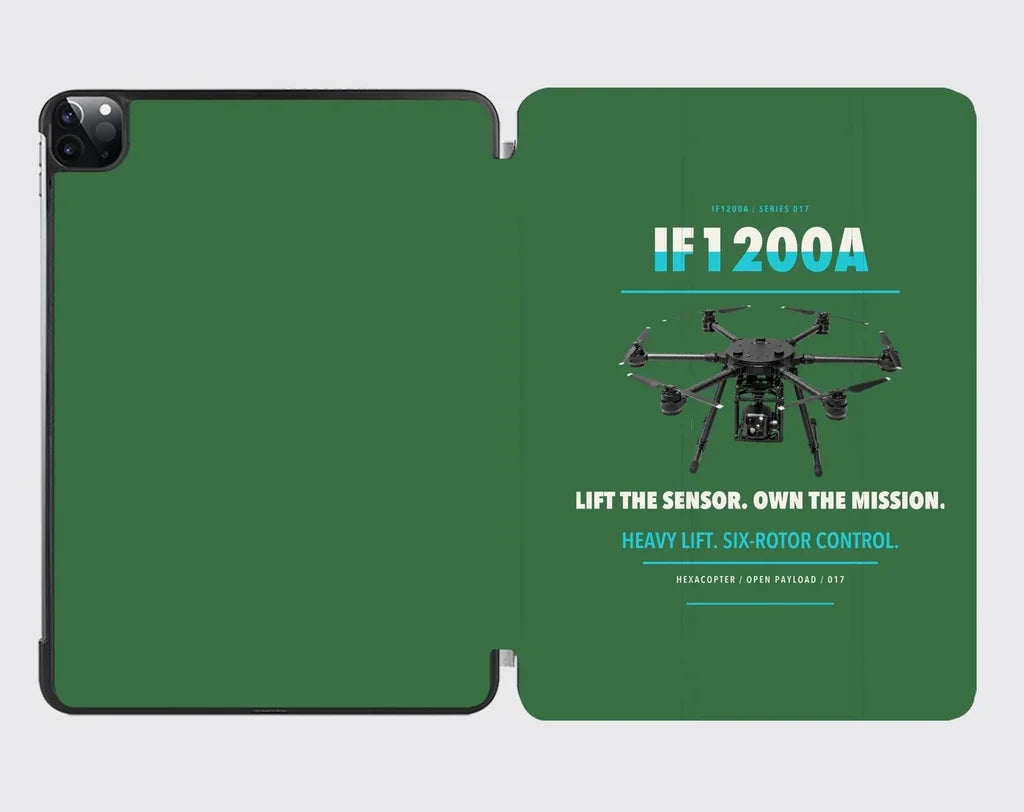 Inspired Flight IF1200A design on green ipad tablet case