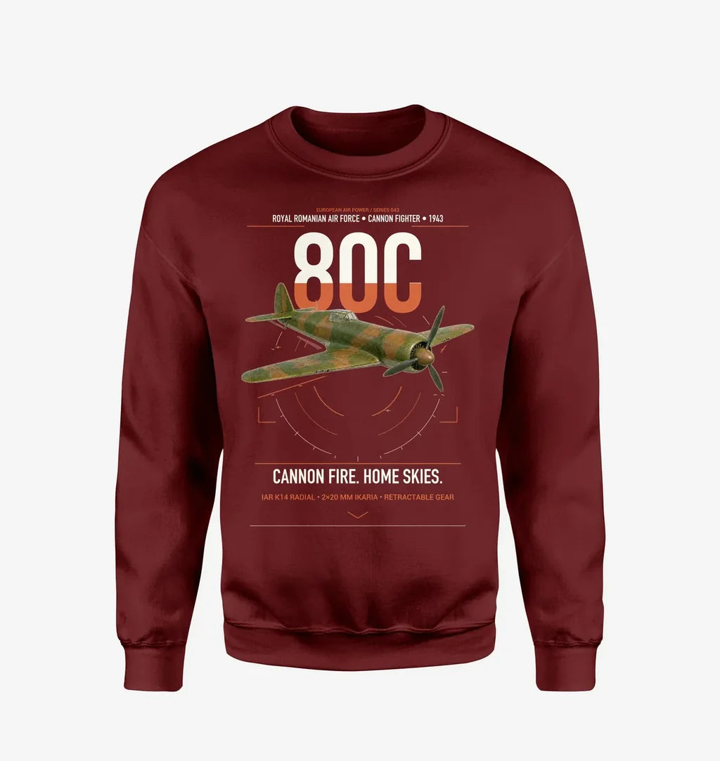 IAR 80C design on wine red sweatshirt