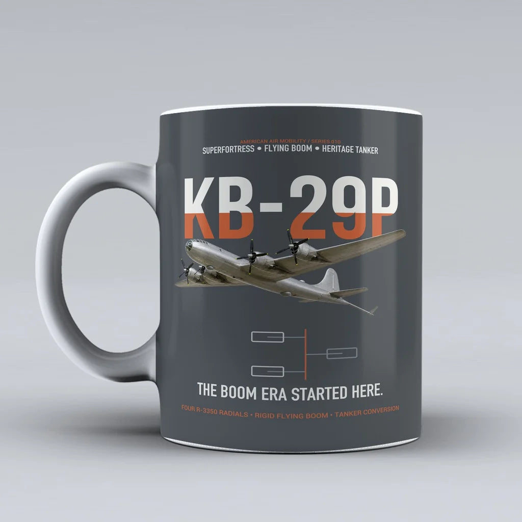 KB-29P SUPERFORTRESS design on gray ceramic mug, double-side print