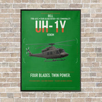 Thumbnail for Bell UH-1Y Venom vertical canvas print - framed - green background