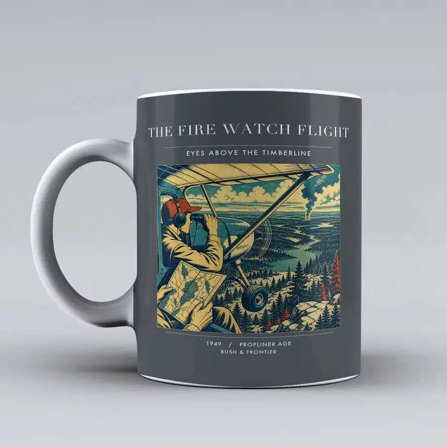 VINTAGE G4194 - The Fire Watch Flight - Ceramic Mug design on gray