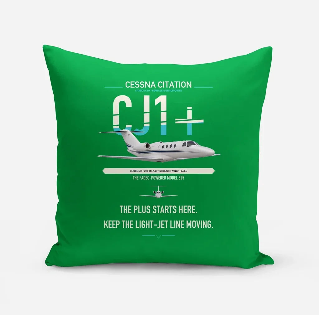 Cessna Citation CJ1+ design on green pillow