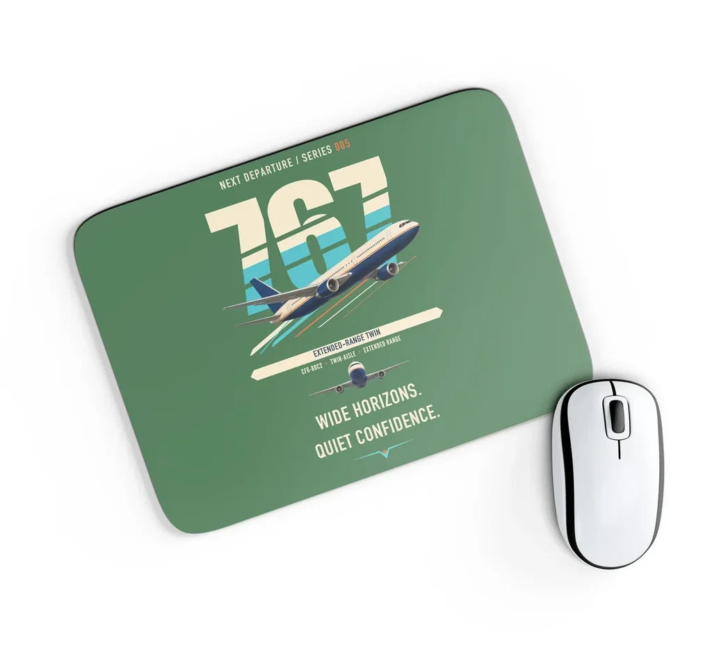 Boeing 767-300ER design on green rectangle mouse pad