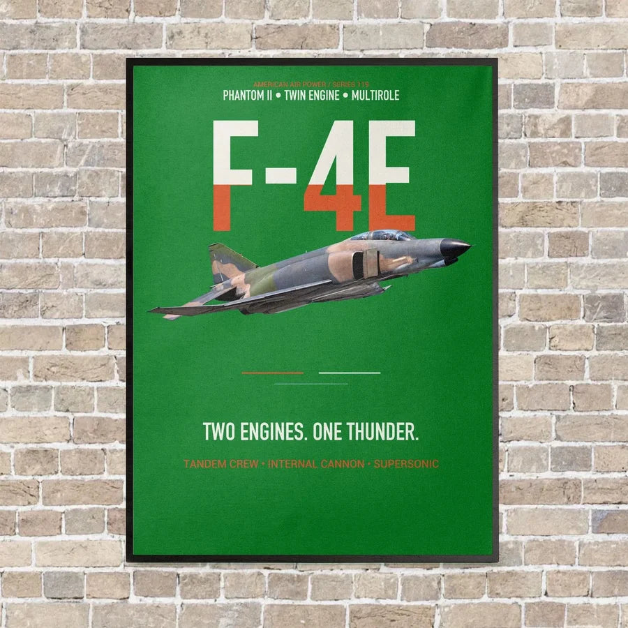 F-4E Phantom II Two Engines One Thunder vertical canvas print - framed - green background