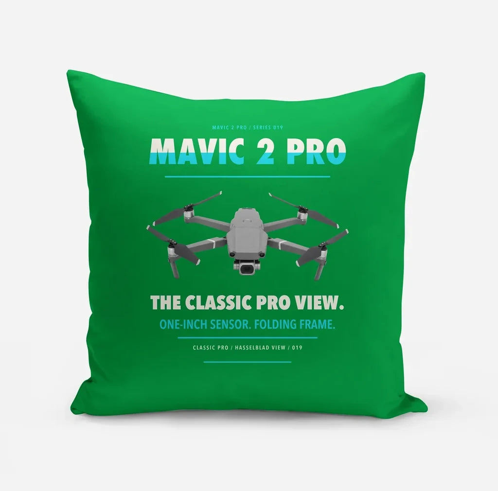 DJI Mavic 2 Pro design on green pillow