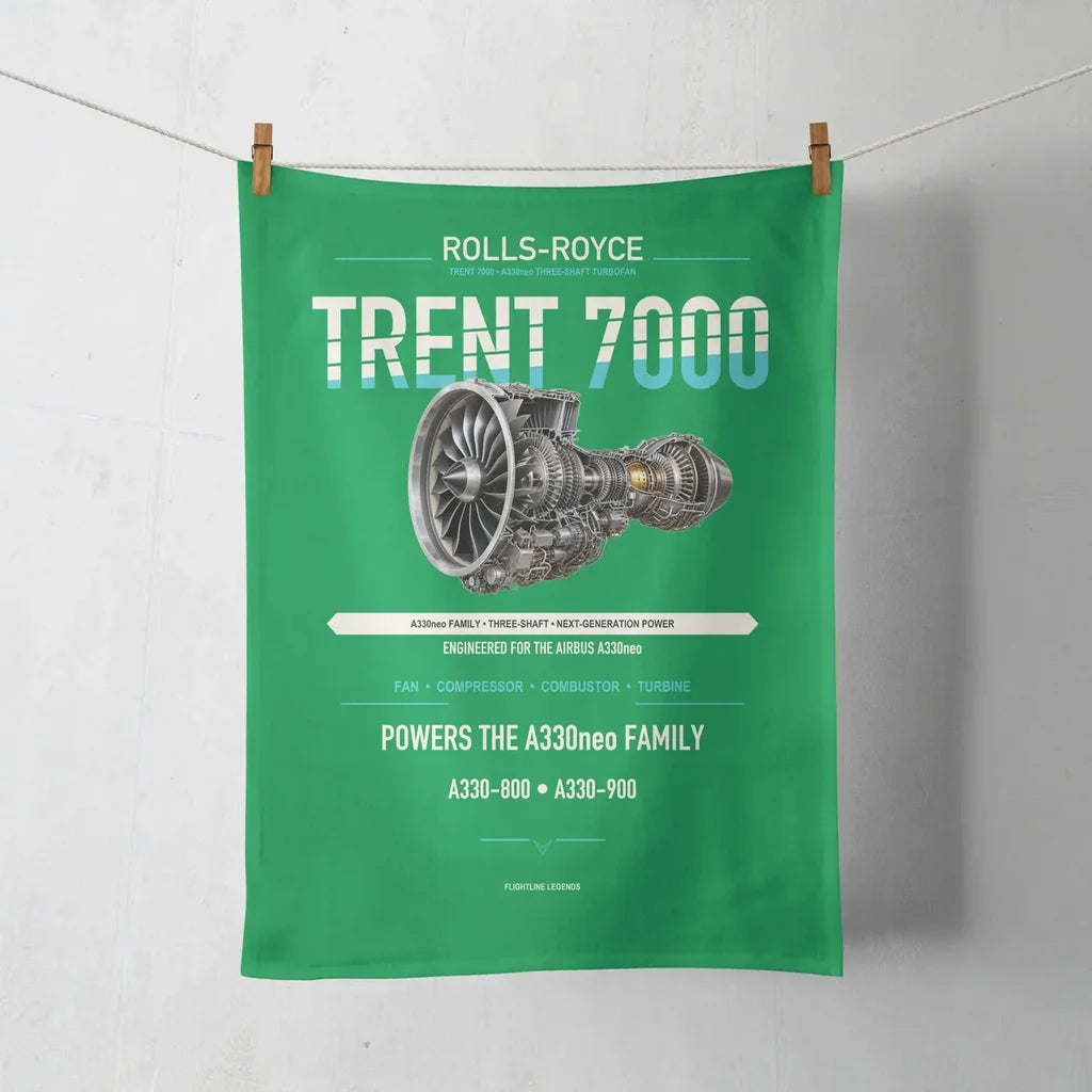 TRENT 7000 design on green towel