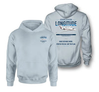 Thumbnail for Cessna Citation Longitude design on light blue double-side hoodie, double-side print