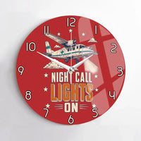 Thumbnail for Night Call Lights On design on red no frame wall clock