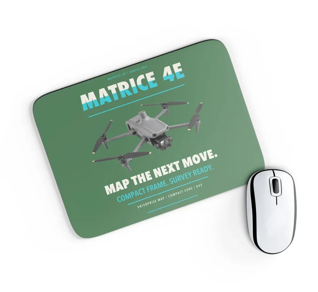 DJI Matrice 4E design on green rectangle mouse pad