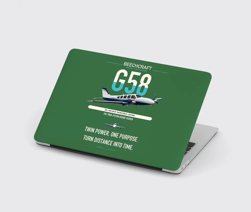 Beechcraft Baron G58 design on green MacBook case