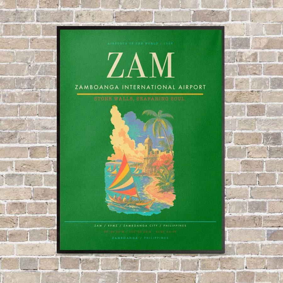 Zamboanga International Airport ZAM vertical canvas print - framed - green background
