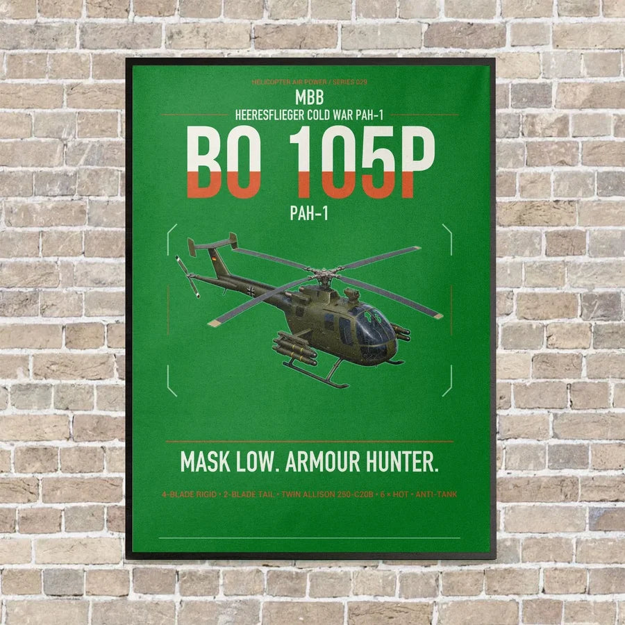 MBB BO 105P PAH-1 vertical canvas print - framed - green background