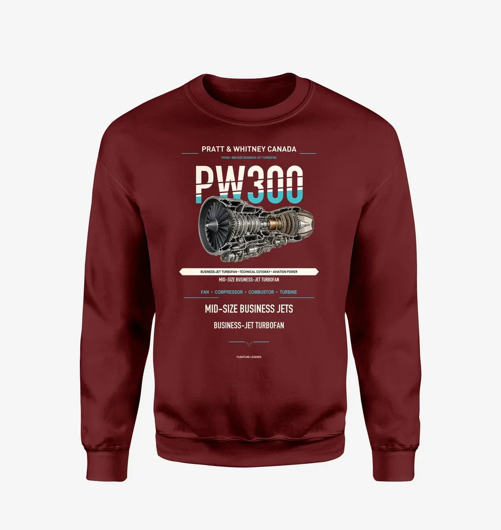 PW300 design on wine red sweatshirt