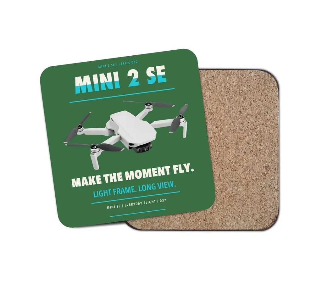 DJI Mini 2 SE design on green 1 piece coaster