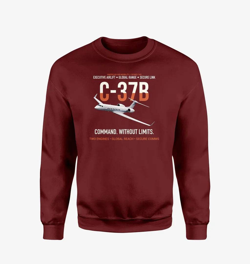 C-37B Global Command Link design on wine red sweatshirt