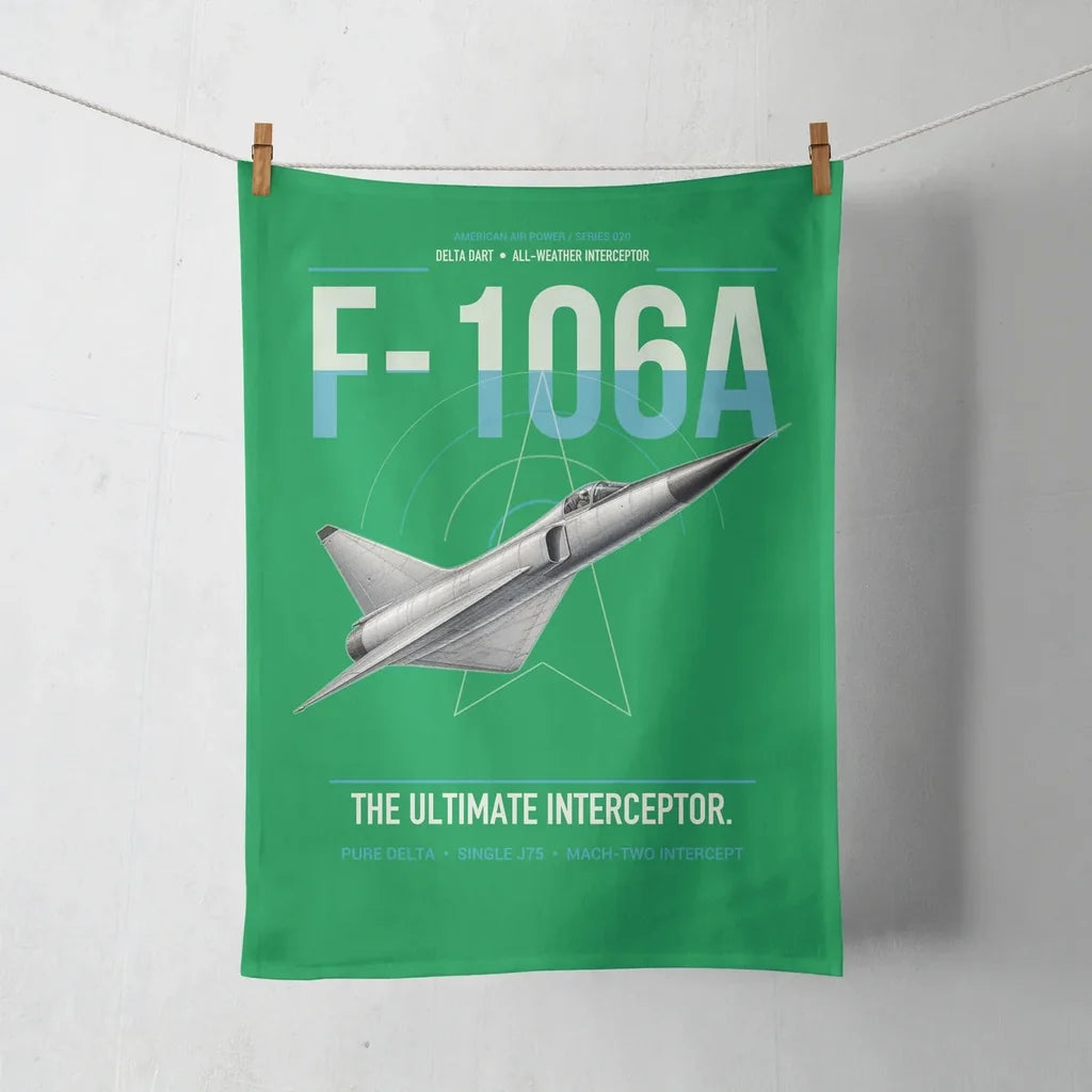 F-106A Delta Dart design on green towel