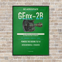 Thumbnail for GEnx-2B vertical canvas print - framed - green background