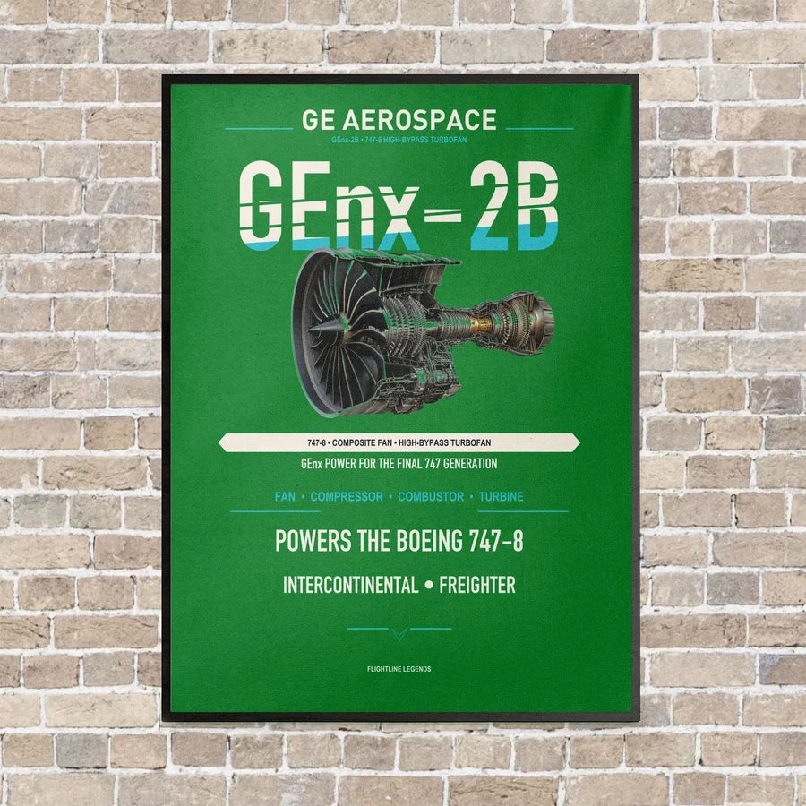GEnx-2B vertical canvas print - framed - green background