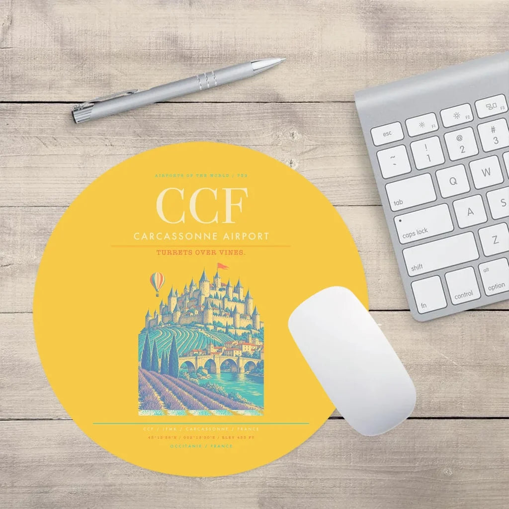 Carcassonne Airport CCF Mouse-Pad Round - Yellow