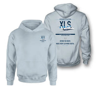 Thumbnail for Cessna Citation XLS design on light blue double-side hoodie, double-side print