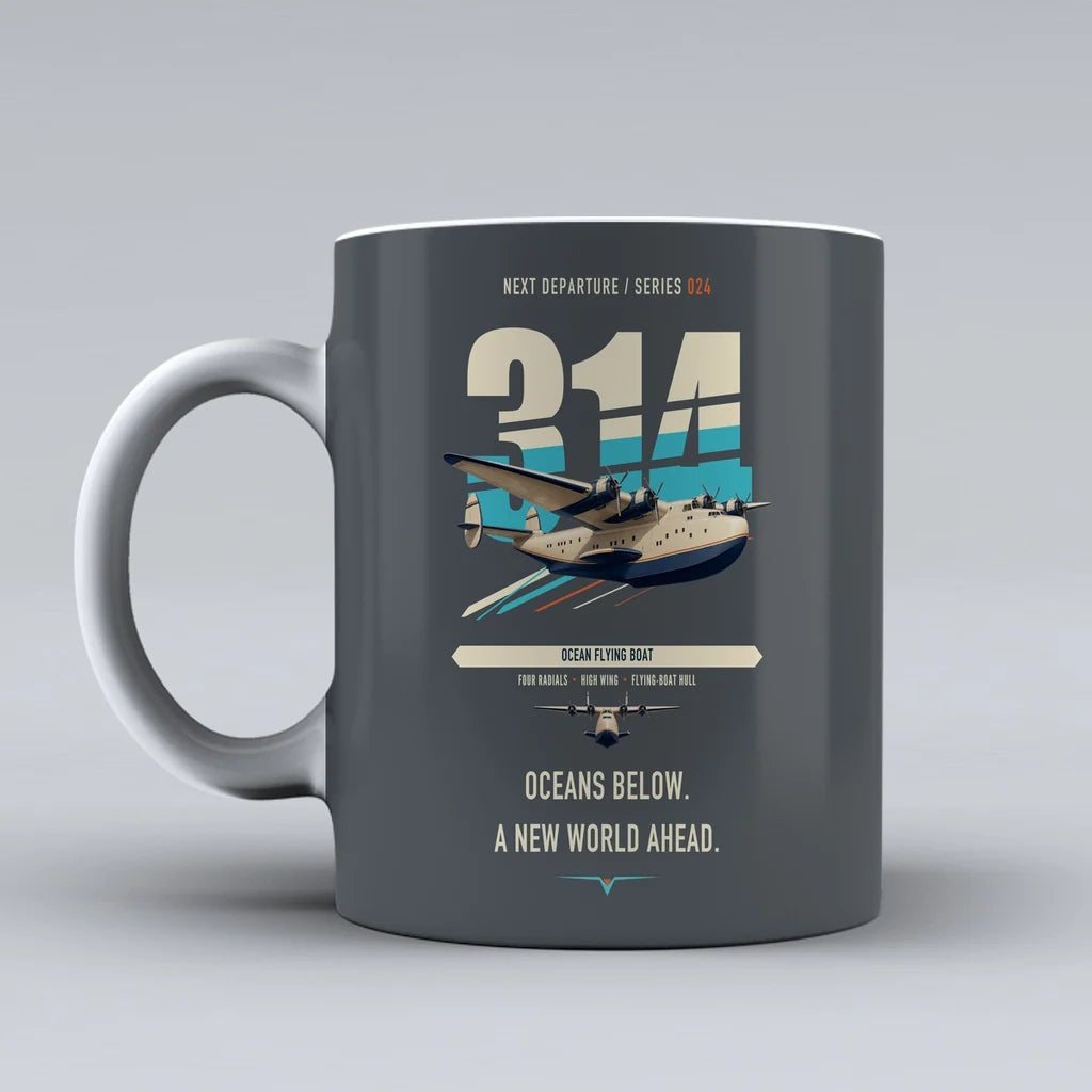 Boeing 314 Clipper double-side print on gray ceramic mug