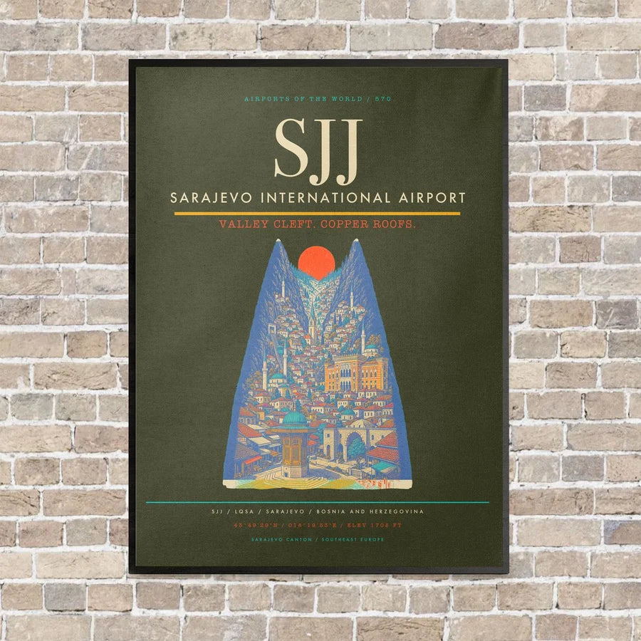 Sarajevo International Airport SJJ - Canvas Framed - Green Army