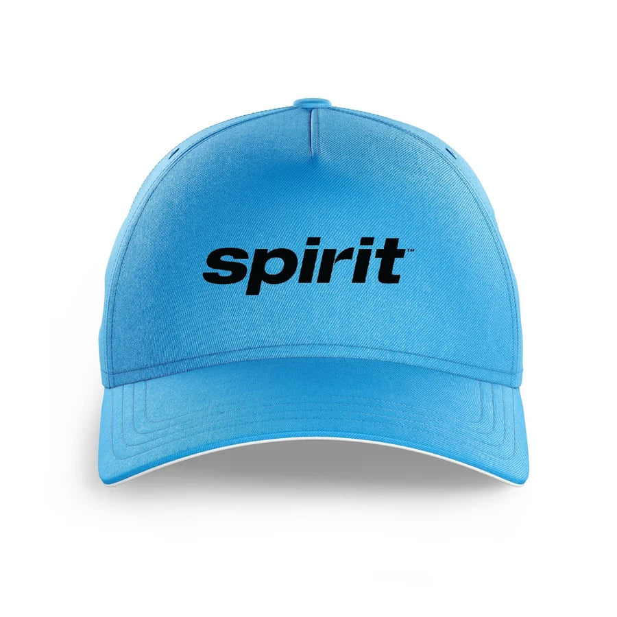 Spirit Airlines logo printed on light blue cap