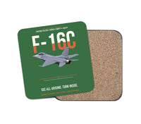 Thumbnail for F-16C Fighting Falcon See All Around Turn Inside design on green 1 piece coaster
