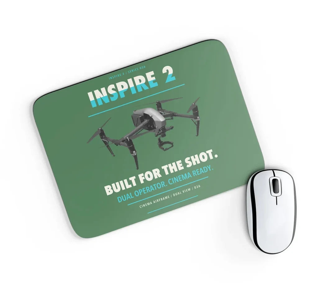 DJI Inspire 2 design on green rectangle mouse pad