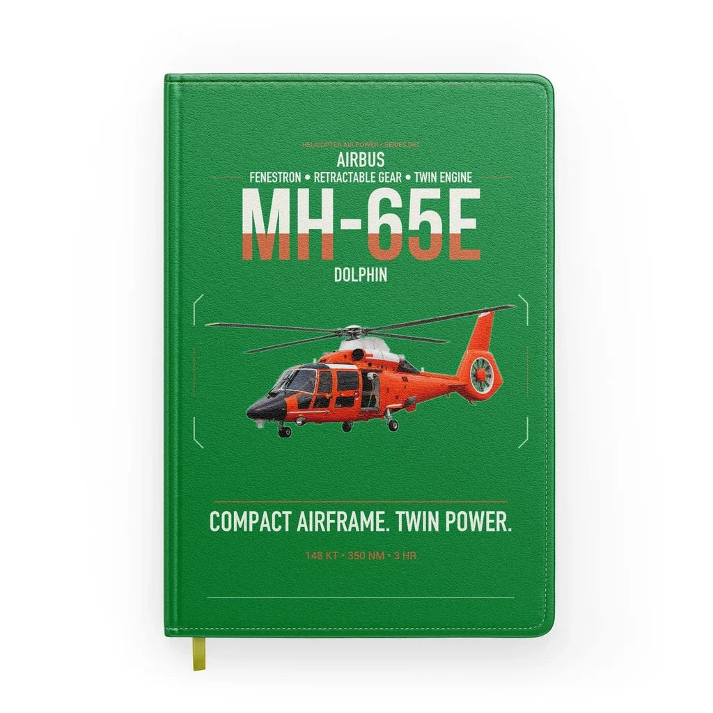 Airbus MH-65E Dolphin design on green notebook