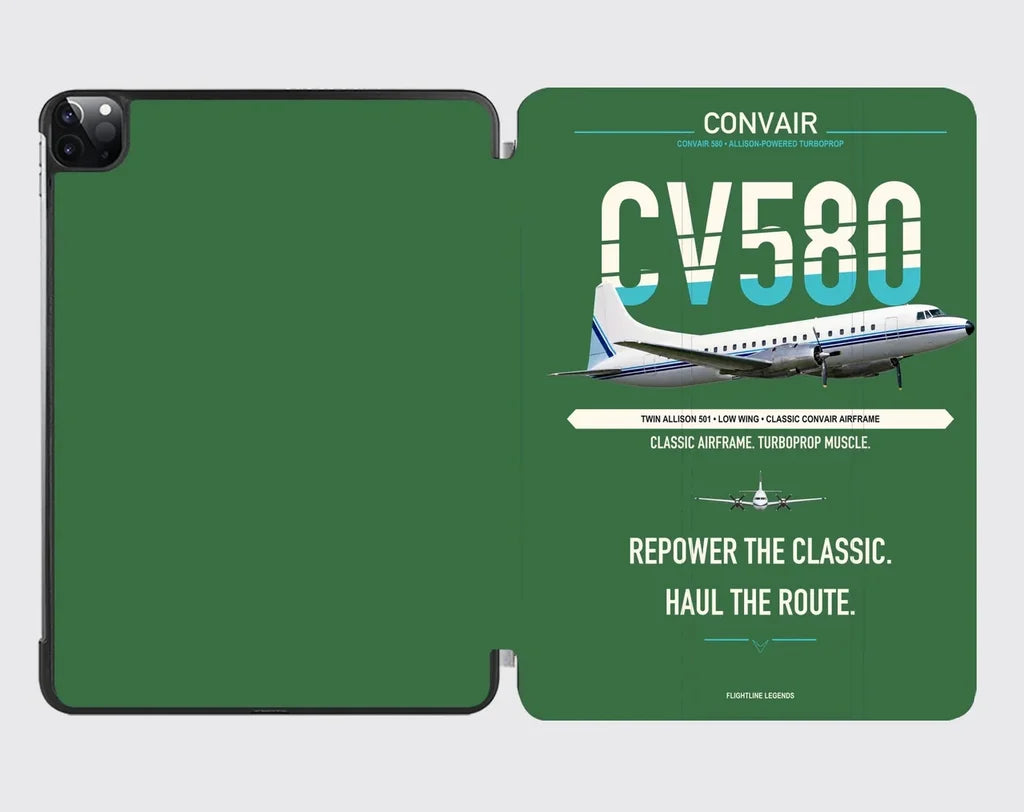 Convair 580 design on green ipad tablet case