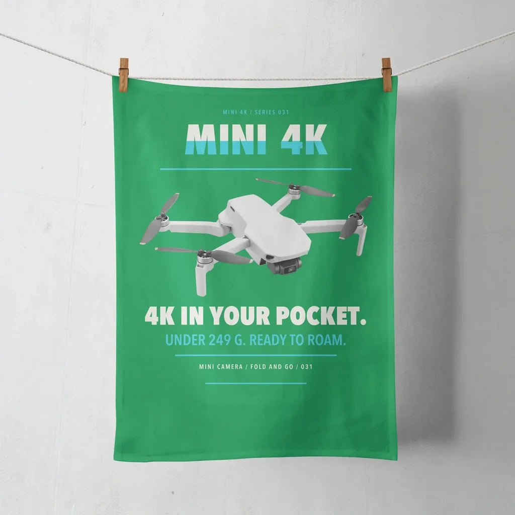 DJI Mini 4K design on green towel