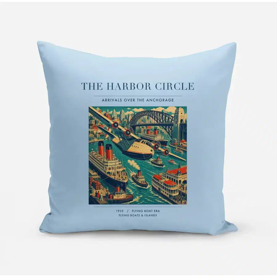 VINTAGE G4059 - The Harbor Circle - Designed Pillows design on lightblue